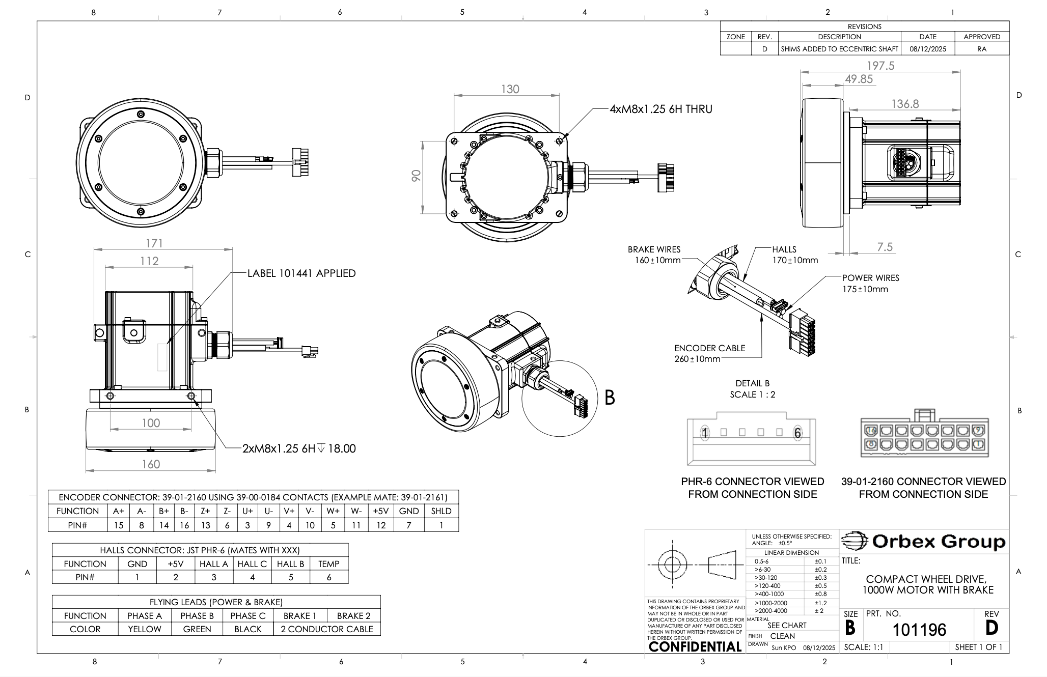 CWD1000B Dimensions