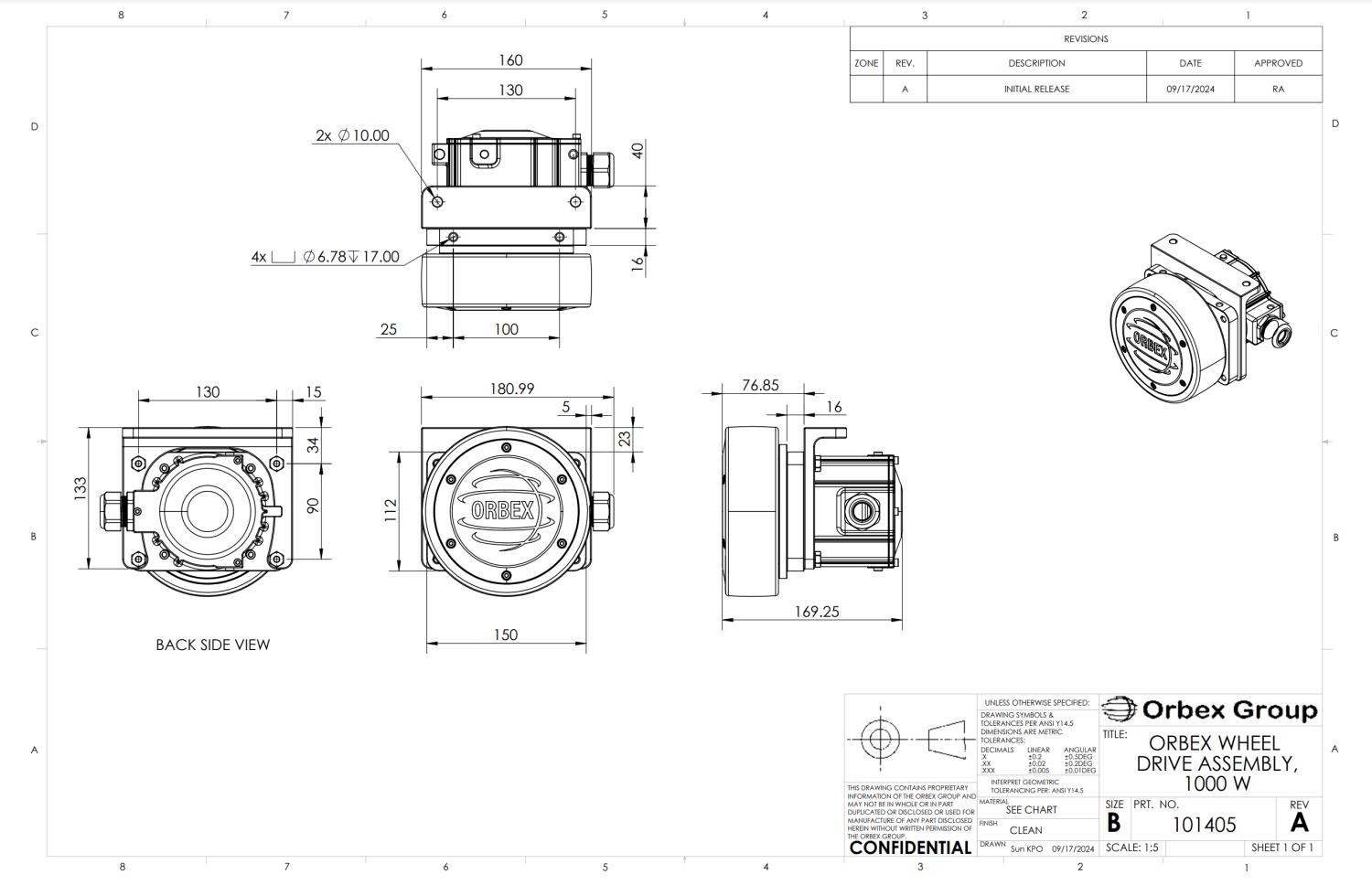 CWD1000 Dimensions