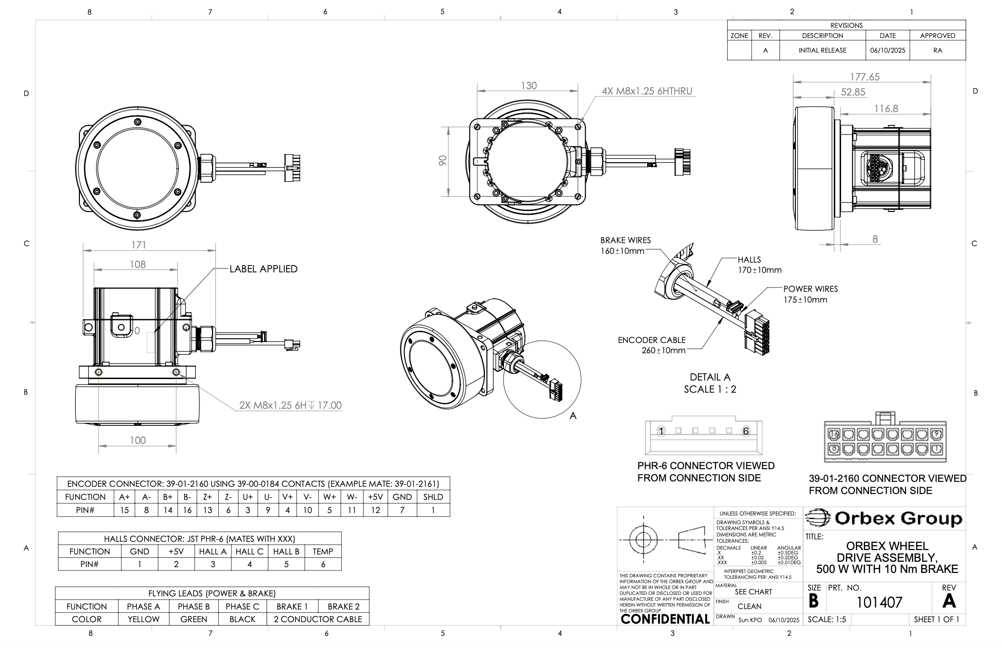 CWD500 with brake Dimensions